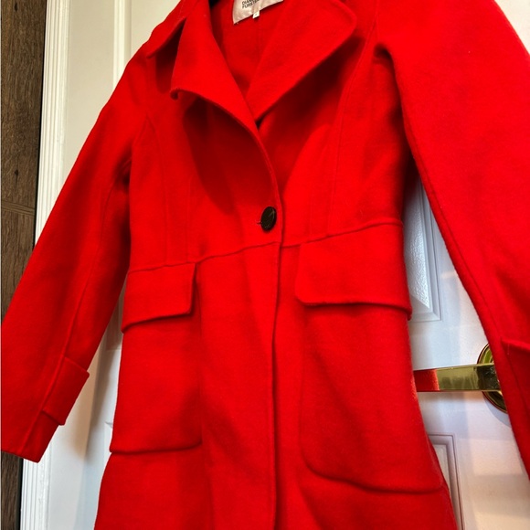 Diane von Furstenberg Marla Poppy Red Wool Coat - Picture 3 of 11